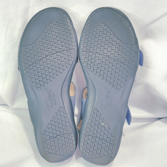 Trotters Katarina Blue Leather Strappy Sandals Adjustable Womens 9.5 NARROW - Picture 8 of 9